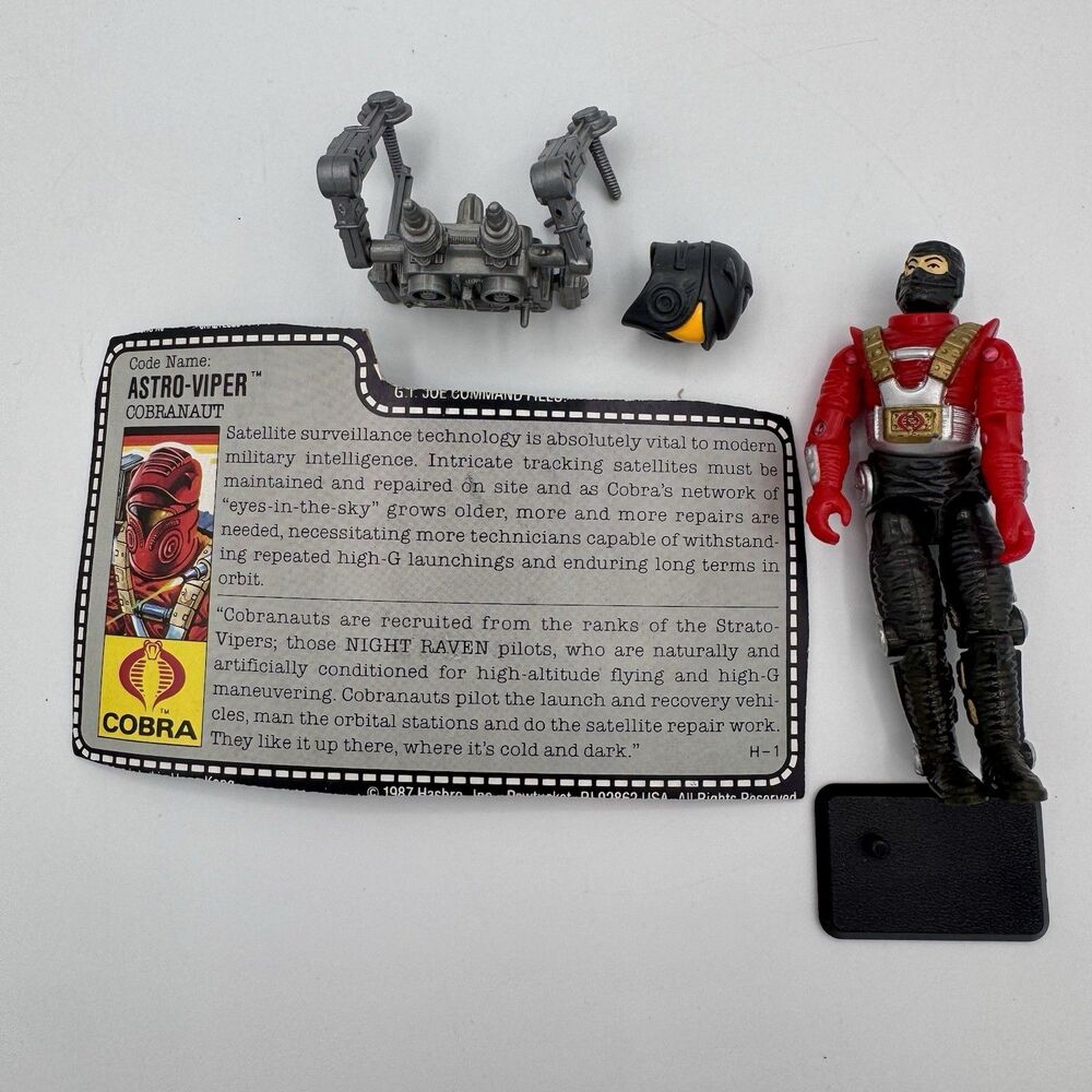 Vintage 1988 G.I. Joe Astro-Viper V1 Figure Hasbro with File Card